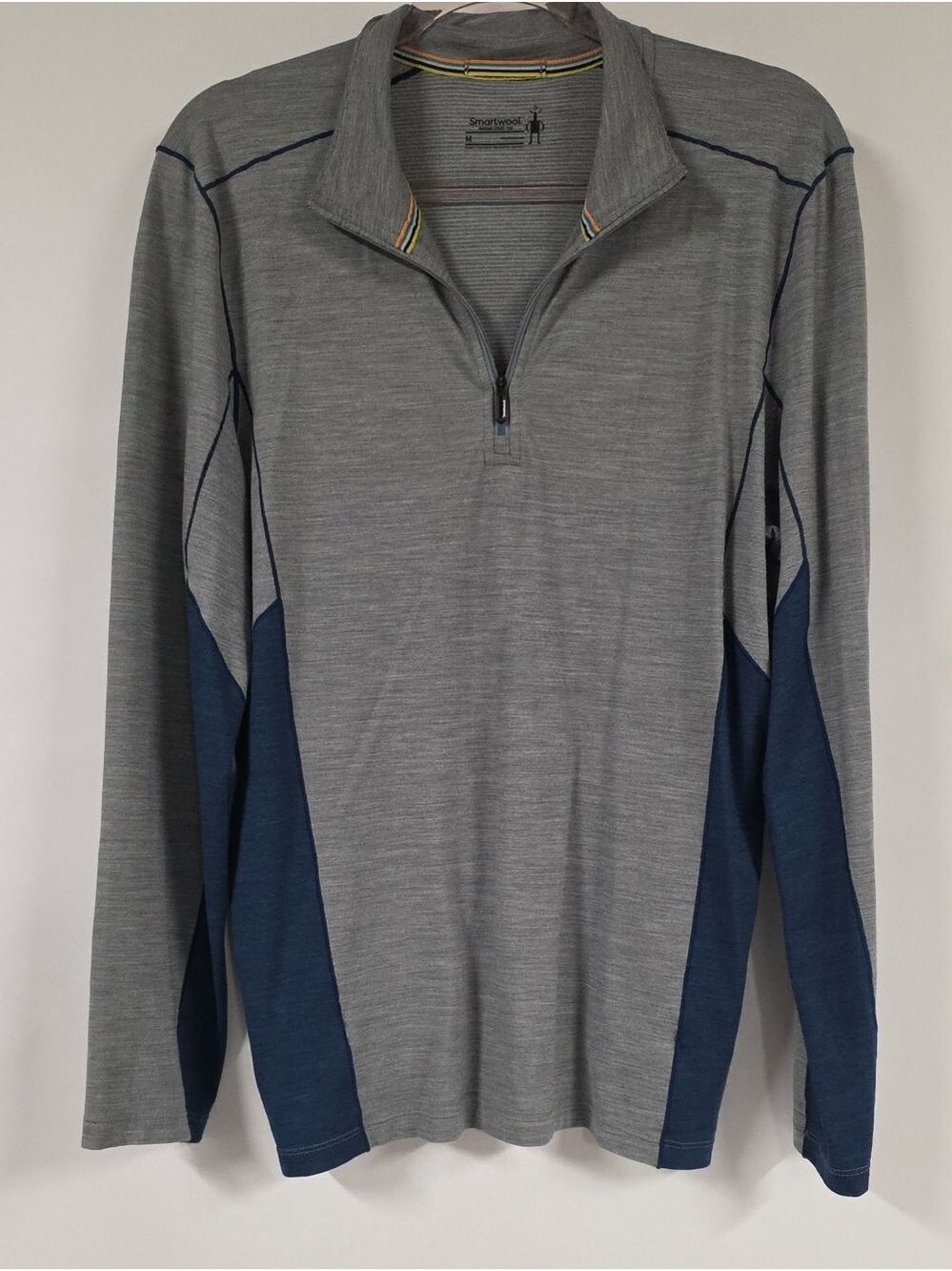 Smartwool Merino Sport 150 1/4 Zip Long Sleeve Pullover Gray Blue - Size Medium - Picture 2 of 13